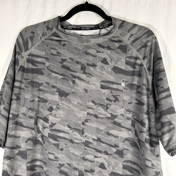 Spyder Swim Shirt Men's XL Grey Short Sleeve Crew Neck 30 SPF Rash Guard - Picture 2 of 11